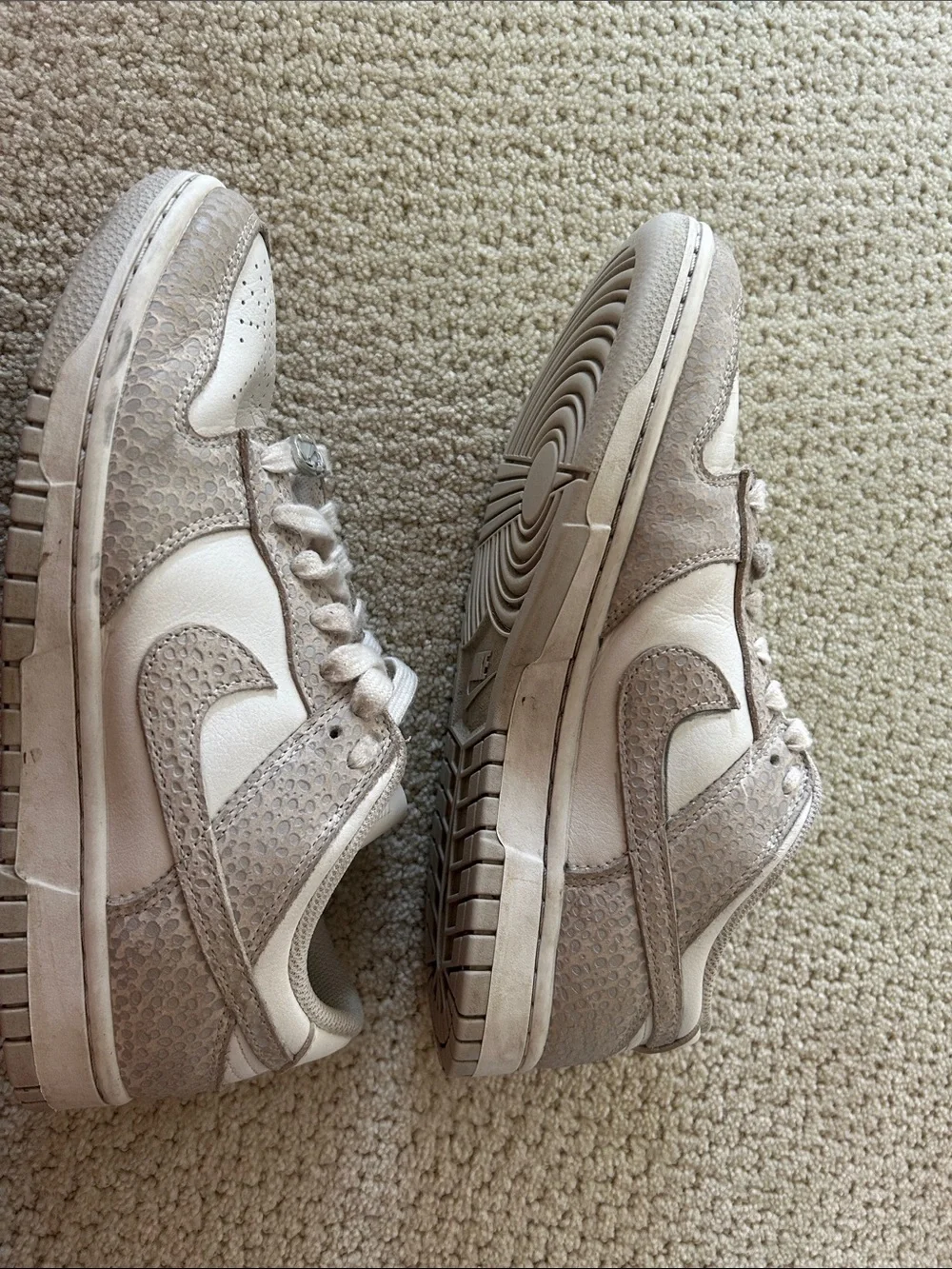 Nike women’s Neutral Beige and White Low-Top Sneakers